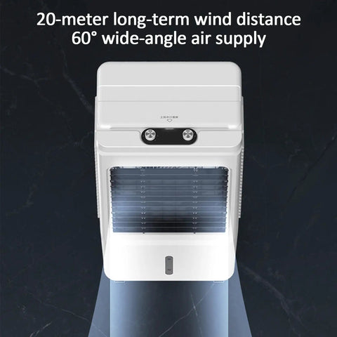 Heavy Duty Portable Air Cooler With Massive 40 Liter Tank 3 Cooling Modes And Breezy 3 Speed Settings Indoor Outdoor Evaporative Swamp Unit top view showing 60° air supply and 20-meter wind distance.