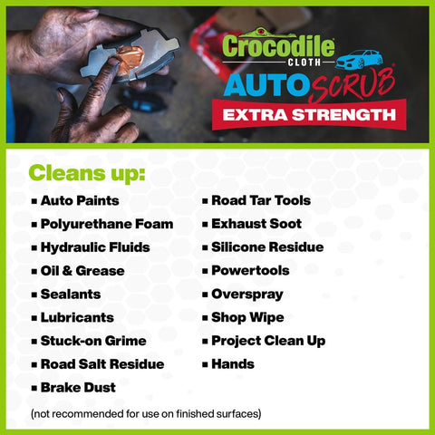 AutoSCRUB Cleaning Wipes Heavy Duty 60 Count Cleaning Cloths 15 By 10 Inches for grime removal on tools and hands