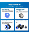 Get The Ultimate Quick Connect Pneumatic Fittings Kit With Push-in Connectors And Straight Fittings In 4mm, 6mm, 8mm, 10mm, And 12mm Sizes Perfect For Industrial Air Hose Projects That Need Reliable Seams Every Single Time. assorted pneumatic fittings with seals, rings, and caps in blue and black plastic