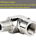 Built Tough Stainless Steel 304 Forged 90 Degree Street Elbow NPT Female X NPT Male Three Eighths Inch Pipe Fitting side view