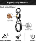 Heavy Duty Snap Swivels For Saltwater And Freshwater Fishing With Ball Bearing Action, Stainless Steel Construction, Split Rings, Nickel Finish, 25 Pack, 30 Lb Load, Smooth Rotations, Durable, Tangle Free black nickel plated swivel