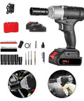 Top Rated 320Nm Cordless Wrench Kit With Brushless Motor. Heavy Duty Electric Impact Driver with tools and batteries.