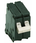 60 Amp Double Pole Standard Trip Circuit Breaker For 120/240V AC, 10,000 AIC, 3/4 Inch Per Pole Wide, Tan Toggle, Heavy Duty And Built To Last Electrical Breaker For Panels, 1 Pack, front view