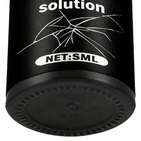 Close-up of Glass Repair Liquid bottle showing scratch remover label and net size for phones and watches with cracked screens.