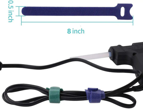 50 Pack Reusable Self Fastening Cable Ties 8 Inch For Easy Cord Management Black Wire Organizer Straps Premium Adjustable Ties