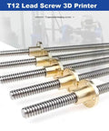 Lead Screw 12mm Diameter Stainless Steel 304 With Copper Nut For 3D Printers CNC Machines And Engraving Tools Multiple Lead Options 2mm 3mm 4mm 8mm 10mm 12mm 14mm 20mm Lengths From 100 To 1000mm arranged in a row