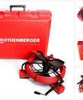 Top Shelf Pipe Inspection Camera Cable Reel Module With Flexible Waterproof Camera Head For Nailing Clogs In Two To Four Inch Drain Lines Recording Video And Photos Right On The Spot in red case with coiled cable.