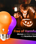 Blue LED A19 2 Pack 9W 60W Equivalent Non Dimmable E26 Base Blue Light Bulbs with Halloween decoration