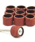 Heavy Duty Sander Drum Mandrel With Ten Badass 80 Grit Sanding Bands For Multi Material Grinding and Nail Drill Slick Rotary Accessory Set, ten sanding bands with 3.17mm shank.