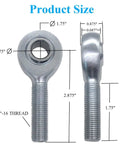 Heavy Duty Beefy Three Quarters Inch Heim Joint Rod End Kit Chromoly Joints For Panhard Rod End With Lock Nut And Bushing Assembly Left And Right Hand Thread Fits One And One Quarter Inch Tube OD Zero Point One Two Zero Inch Wall, 3/4-16 thread