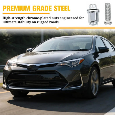 Heavy Duty M12 x 1.5 Steel Wheel Lug Nut Set For Toyota Cars Like Matrix And Celica Super Strong Automotive Hardware Kit You Gotta Have This Gear, steel lug nut and bolt set for Toyota Matrix sedan