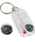 Trail Ready Hiking Compass Keychain Tool For Quick Navigation, clear plastic, metal ring, built-in thermometer, outdoor use