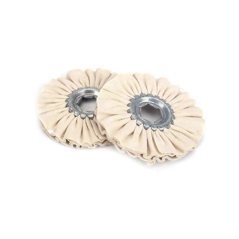 Awesome Two Piece 120 Millimeter Cotton Airway Buffing Wheels Set With 19mm Bore And Super Durable 8 Ply Cloth for metal polishing.