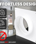 Heavy Duty Plastic Duct Connector Flange For Round Vent 4 Inch Easy Install DIY Wall Plate Adapter For HVAC Exhaust And Intake Coupling Airflow Fitting For Ventilation And Cooling Systems, white wall plate