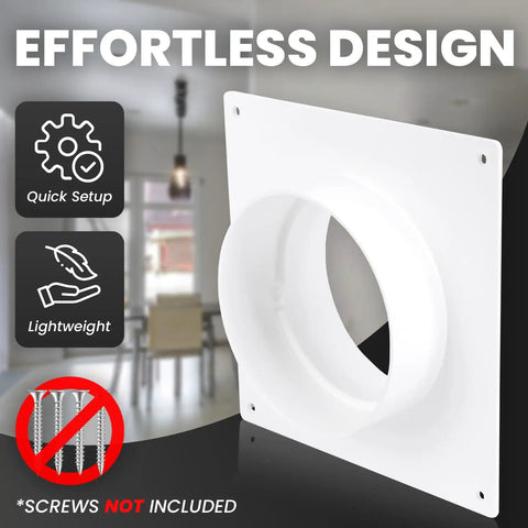 Heavy Duty Plastic Duct Connector Flange For Round Vent 4 Inch Easy Install DIY Wall Plate Adapter For HVAC Exhaust And Intake Coupling Airflow Fitting For Ventilation And Cooling Systems, white wall plate