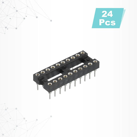 24 Piece DIP IC Socket Adapter Kit With 7.62mm Row Pitch Round 20 Pin Sockets for Breadboard Projects and PCB Design