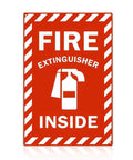 High Visibility Fire Extinguisher Inside Sign 8x12 Inch Metal Safety Plaque For Your Biz Emergency Readiness And Easy Identification In Low Light Commercial Grade Made In USA