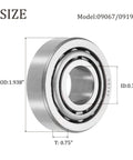 Tapered Roller Bearing Cone and Cup Set 0.75 Inch Bore 1.938 Inch Outer Diameter 0.75 Inch Thick Chrome Steel ABEC 3 High Load Capacity