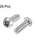 M6x16mm Torx Security Pan Head Machine Screws In 20 Piece Set Premium 304 Stainless Steel Fasteners close-up view of screws