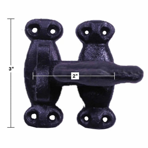 2 Inch Black Wrought Iron Door Latch Lock Antique Style Slide Latch For Cabinets Windows Or Cupboards Rust Resistant
