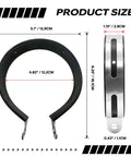 Sturdy Stainless Steel Motorcycle Exhaust Clip Brackets With Rubber Cushions, side and front view, 4 in inner diameter, size 6.35x5.1x1.15 in