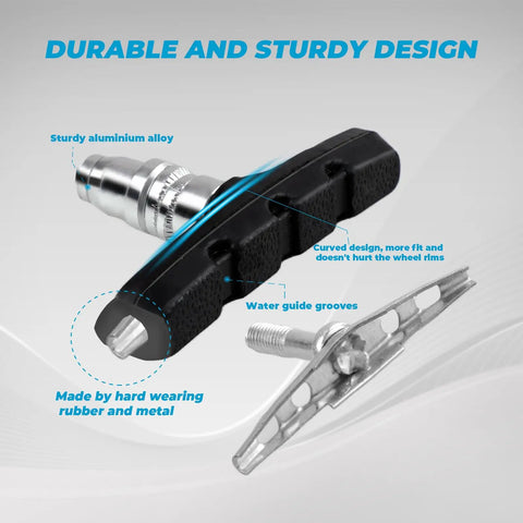 Close-up of 4 Pack Bike Brake Pads For City, Road And Mountain Bikes With Allen Wrench And Plastic Case, premium design