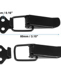 Universal Car Bumper Security Hook Lock Clips 80x28mm durable heavy duty black, front and side view, 2-pack