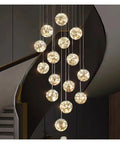 Modern Stair Chandelier Pendant Lights Indoor Lighting Ceiling Lamp for Living Room Indoor Lighting, cascading glass orbs.