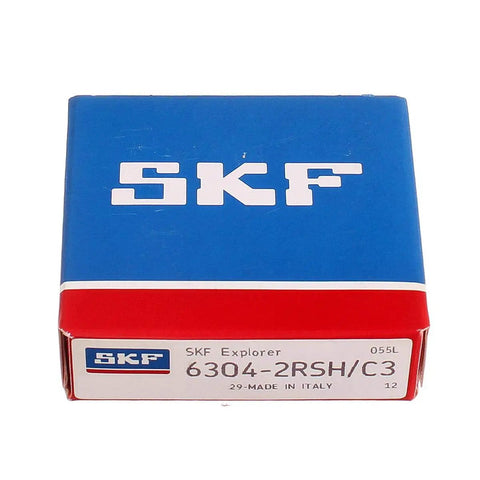 Box of 6304 2RSH C3 Radial Deep Groove Ball Bearing Dual Seals, 20mm bore, ideal for motors and heavy equipment.