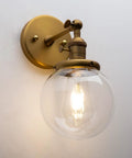 Industrial Style Wall Sconce With Clear Globe Glass Hardwired Vanity Light Off Switch Vintage Farmhouse Loft Bedroom Lighting Fixture For Homes 110 120 Volt Max 40W E26 Base Ready For Bathroom Vanity Or Hallway Use side view