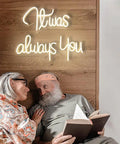 It Was Always You Neon Sign for Weddings and Anniversaries, Large 41 Inch Wide Neon Light Wall Decor, LED Glow with Couple Reading
