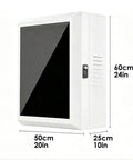 Custom Wall-Mounted EV Charger Cover Box Outdoor All-Weather Shield Protects Charging Station From Harsh Elements Including Sun Storms And Debris Keeps Your Ride And Gear Safe From Hail And Snow, 24x20x10 inches, white steel box with lock.