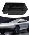 No Sweat Custom Fit Center Console Organizer Tray For Tesla Cybertruck 2024 And 2025 Models Matte Black four slot design