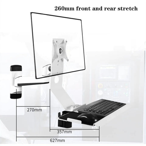 Rock Solid Full Motion Wall Mount Workstation With Adjustable Standing Desk System And Epic Ergonomic Monitor Arm With Keyboard Tray For Savage Home Office Setup Pure Fire with monitor arm dimensions.