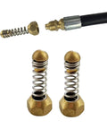 2 Pieces Sewer Jetting Nozzle Set With Spring Head For Drain And Pipe Cleaning, Stainless Steel, Rust Resistant, G1 8 Female Thread, 3 Rear Holes And 1 Forward Hole, Flexible Spring, Ideal Pressure Washer Spare Part shown with hose connector