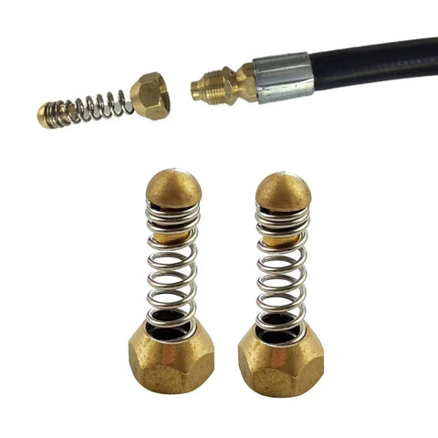 2 Pieces Sewer Jetting Nozzle Set With Spring Head For Drain And Pipe Cleaning, Stainless Steel, Rust Resistant, G1 8 Female Thread, 3 Rear Holes And 1 Forward Hole, Flexible Spring, Ideal Pressure Washer Spare Part shown with hose connector