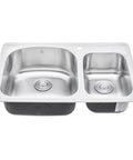 Built Tough 18 Gauge Stainless Steel Kitchen Sink with Double Basin, 70/30 Offset, 33 by 22 by 8 Inches, Top Mount or Drop In