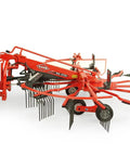 Kuhn GA 4731 GM 1:32 Scale Single Rotor Rotary Rake Die Cast Farm Implement Accessory with detailed tines attached to model tractor