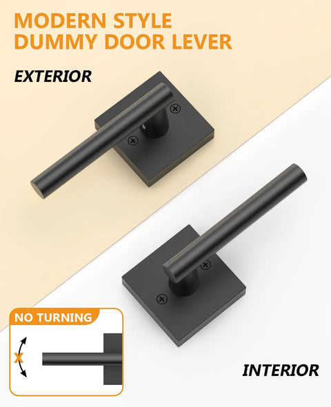 Four Pack Matte Black Dummy Interior Door Handles With Keyed Entry From Outside And Thumb Button Lock Inside For Quick Lock Up And Sleek Home Security Upgrade Includes Deadbolt And Lever For Interior And Exterior Doors matte black lever exterior and interior no-turning