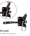 Heavy Duty Self Locking Gate Latch Built Tough For Wood Or Metal Backyard Gates with pin lock for added security.