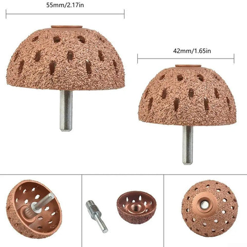 Heavy Duty Tire Grinding Head Made From Tough Alloy For Coarse Polishing And Wear Resistant Deburring On Tires With High Precision Buffer Ball Tool, 42mm head with shank.