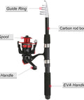6.9ft Telescopic Fishing Rod Set 2 Pack With Carbon Fiber Poles 2 Spinning Reels Carrier Bag Freshwater Rod Combo Red