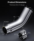 5 To 6 Inch Exhaust Elbow Tip With Clamp Chrome Diesel Tip For Pickup Trucks And Cars 5 Inch Inlet 6 Inch Outlet with dimensions