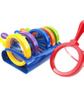 Kid Friendly Jumbo Magnifying Glass Set With Stand Six Pack For Ages Three Plus Easy Grip Primary Science Magnifiers in holder