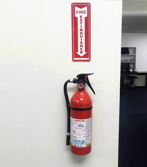 Osha Compliant Fire Extinguisher Required Sign Two Pack Indoor Outdoor Construction Site Ready Weather Resistant Safety Label Heavy Duty Durable Plastic Bright Red And White Legend No Sweat Pre Drilled Mount 12 By 4 Inches