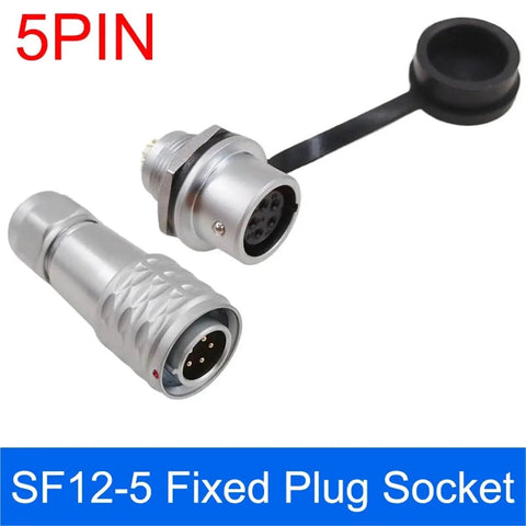 Beefy Metal Multi Pin Connector Kit With 2 3 4 5 6 7 9 Pin Male And Female Plugs For Power Equipment, Panel Mount SF12 Style, Easy Install, Durable Aluminum Housing, High Performance Industrial Connector 5-pin SF12 fixed plug socket with aluminum housing