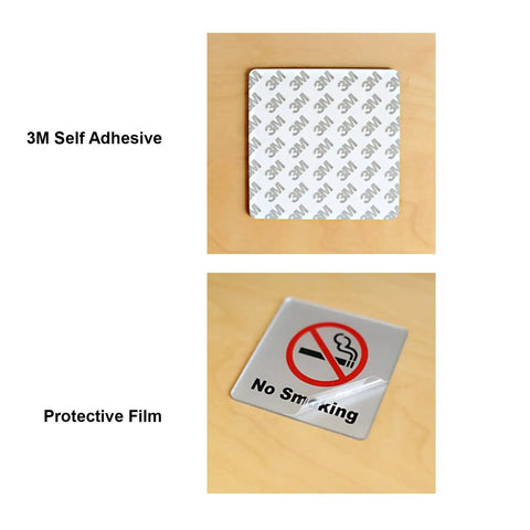 Two Pack No Smoking Sign 4x4 Acrylic Classic With Self Adhesive Rust Free For Cars Offices Restaurants Indoor Or Outdoor Use