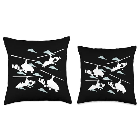 Gyroplane Silhouette Throw Pillow For Gyrocopter Lovers And Pilots Aviation Decor Cushion For The Home Or Cockpit