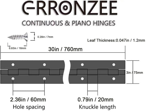 Diagram of 2 Pack 30 Inch Long Stainless Steel Piano Hinge Continuous Hinge For Cabinets Doors And DIY Wood Boxes 3 Inch Open Width