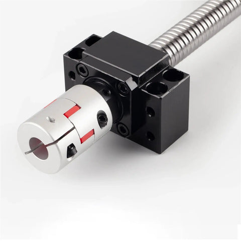 Top Tier Hella Smooth C5 SfU2005 Ball Screw 950Mm Complete Assembly, detailed view of coupling and bearing housing.
